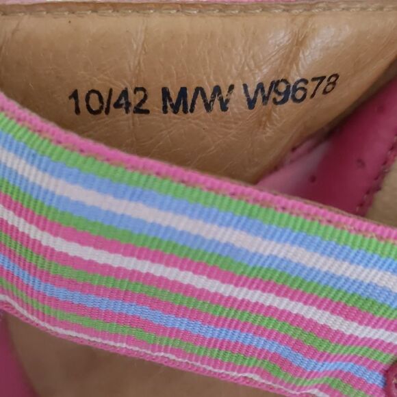 Women's Born Drilles Espadrille Wedge Pink Stripe Slip On Sandals Size 10 - Picture 6 of 8